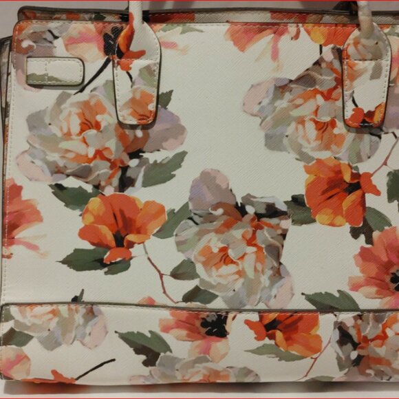 Love & Lore Crossbody Purse Large Handbag/Satchel Tote White with Roses - Picture 3 of 10